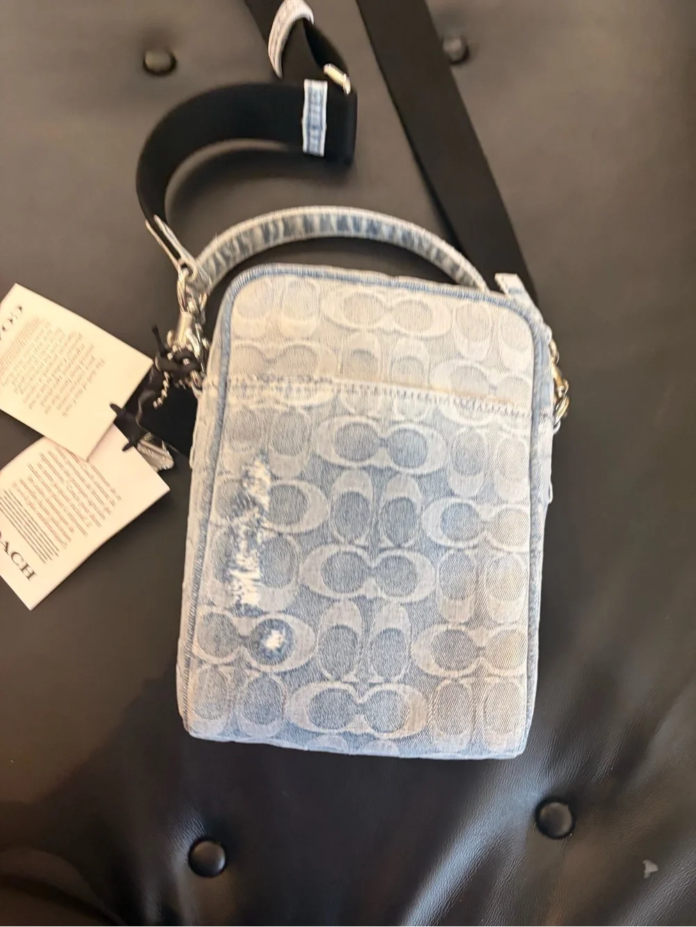 Coach Light Blue Signature Denim Crossbody Shoulder Bag unisex